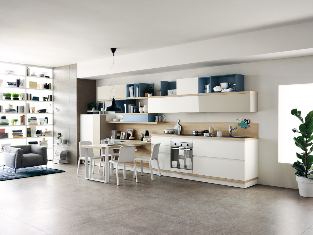 The Foodshelf Scavolini’s kitchen model that can be combined with the living area 